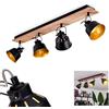 hofstein Lampada da soffitto Safari, lampada da soffitto regolabile in metallo/legno in nero/cromo/natura/oro, 4 luci, attacchi E14, lampada moderna, senza lampadina/e