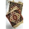 Corredocasa 2 Pezzi (Coppia) Tappeto Francobollo, Moderno 30x30 Cm. Frangia Rifinita a Mano Rettangolare Rosso Beige Elegante-Tappeto Orientale Adatto per Salotto e Arredamento Elegante
