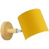 LIGKIN Applique da Parete Interni E27 Lampada da Parete Legno Regolabile Lampada da parete con Paralume in Metallo Faretto Luce per Comodino Ufficio Soggiorno Lettura, Giallo