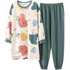 GMAYO Camicia da Notte,Pigiama a Maniche Lunghe Set Cotone Pigiameria Grandi Vestiti Oversize per la casa Stripe Casual Women