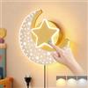 KZT Applique da Parete per Bambini con Interruttore e Spina Dimmerabile LED Lampada da Parete Luna con Controllo Touch Ragazza ragazzo Lampada da Comodino per Camera da Letto Vivaio Stanza illuminazione