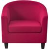 WWQQKJ Copripoltrona 1 Posto Chesterfield Elasticizzato 2 Pezzi Tinta Unita Fodere Poltrona da Cocktail Antiscivolo con Coprisedile per Bar Soggiorno Camera da Letto Club(Rosso Bordeaux)