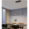 Bellastein Modern Rettangolo Lampada a sospensione Dimmable Tavolo da pranzo Lampada a sospensione Design Personalizzato Moderno Con Telecomando Soffitto Luce (L150cm/90W, nero)