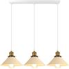 iDEGU 3 Luci Lampada a Sospensione Retrò, 22cm Vintage Lampadario a Sospensione in Metallo E27 Plafoniera Stile Scandinavo Lampade da Soffitto per Cucina Caffè Sala da Pranzo Cameretta (Giallo Chiaro)