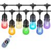 JDKC- Luci per Esterni da Esterno RGB 48FT, Luci Dimmerabili Multicolore con Lampadine S14 Edison, Sincronizza con la Musica, per Bistrot, Recinzione