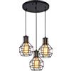 Mengjay Trade Lampada a sospensione moderna a gabbia, illuminazione a sospensione industriale Loft luce Edison E27 lampada a sospensione rustico per casa, cucina, ristorante, caffetteria,3 luci