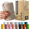 MeriWoolArt Corda Macramè Sabbia 3mm 200m - Fil di Cotone Colorato - Spago Macrame di Corda Singola - Filato Morbido Macramè Cotone Riciclato Oeko-Tex - Macramè Arredamento per Casa Boho