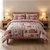 Tex family Copripiumino Tirolese Cuori "Aprica" Bordeaux - Cotone 100% Artigianale Made in Italy - Cm. 155X200