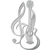 CREATCABIN Chitarra Decorazione da Parete in Metallo Argento Musica Metallo Arte da Parete Ornamento Appendere Ferro Nota Musicale Decorazione Scultura per 30x17.5cm
