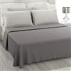 L'ANTICO ARCOLAIO - Completo Lenzuola Matrimoniali 4 Pezzi (Lenzuolo Sotto Argento, Lenzuolo Sopra Grigio) Set Lenzuola Matrimoniale Jaquard in Microfibra, Biancheria da Letto Made in Italy