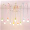 SABYDICAR Lampada a sospensione a 10 teste Lampadario a fiori sparsi fai-da-te Lampada da soffitto a filo ragno colorato a sospensione Lampada a sospensione a filo retro regolabile per ristorante,E27