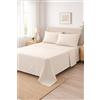 Corredocasa Completo Letto Lenzuola in Cotone, Qualità Made in Italy - PURO COTONE 100% Morbido e Traspirante in ogni Stagione - SET Lenzuolo Sotto con Angoli, Sopra e 1 Federa (Panna, Una piazza e mezza)