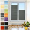 PLISART Tenda Plissettata Klemmfix Senza Fori, 60x90 cm, Grafite, Tessuto Perlato, Montaggio a Clip, Protezione Solare e Privacy, Kit di Montaggio Incluso