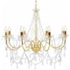 vidaXL Lampadario con Perle di Cristallo Rotondo 8 Lampadine E14 Elegante Lampada da Soffitto Luce Interni Dorato Trasparente in Metallo e Acrilico