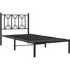 vidaXL Giroletto con Testiera in Metallo Nero 90x190 cm