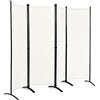 COSTWAY Paravento da Interno in Metallo, Separé Divisorio Interno Pieghevole con Piedini Stabili, Pannelli Divisori per Interni per Casa e Ufficio (Bianco, 220 x 173 cm (4 Pannelli))