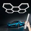 Jatwefiv Plafoniera LED a Nido d'Ape 5-Hex 168W 6500K, Luci Garage Esagonali IP54 Super Luminose per Auto Detailing/Officine/Centri Commerciali,Nero