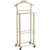 PALUPLUS Appendiabiti Doppio da Camera in Legno di Faggio CHIARO, Misura 43x33x105 cm, Servo Muto con 4 Ruote, 2 posti per giacche, pantaloni, camicie, Made in Italy -772F