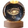 EdirFtra 3D Crystal Ball Night Light, Incisione Laser, Lampada da Comodino Luce LED con Base per Il Soggiorno Camera da Letto Decorazione da Comodino Ornamento,Milky Way
