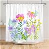 Bovlleetd Primavera Acquerello Floreale Tenda da Doccia Tessuto Bella Farfalla Fiore Tende da Doccia per Bagno Pianta Botanica Tenda da Bagno Impermeabile 183x183cm