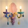 RXPVUXE Applique da Parete Moderno a 2 luci con Candela, Arredamento Creativo per Interni, apparecchio di Illuminazione, portacandele, Lampada da Comodino Rosa, Montaggio a Parete, Applique da Parete