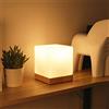 ChaoZan Lampada da Tavolo a Cubo a Led Luce Notturna con E27 Base in Legno Lampada da Comodino moderna bianca Con interruttore per Camera da Letto Soggiorno Ufficio Casa Scuola Materna Baby Room