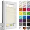 Estika Tenda plissettata su misura con fissaggio adesivo senza forare - larghezza 30-129 cm, altezza 50-149 cm - tessuto in 23 colori, profilo in 2 colori - per interni, per finestre