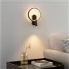 KOSILUM - Applique nera doppia luce con e-reader centrato, Lona, luce bianca calda, illuminazione soggiorno, camera da letto, cucina, corridoio, 15 W, 1650 lm, LED integrato, IP20