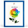 MG Design Cornice portafoto 40 x 50 cm - Cornice in legno Blu con vetro acrilico infrangibile, verticale e orizzontale con fissaggio a parete stabile
