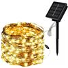 Partenopea Catena luminosa di 100 microled 10 METRI led ad energia solare con picchetto a pannelli da esterno per albero di Natale decorazioni eventi matrimoni feste BY WISDOM (LUCE CALDA)