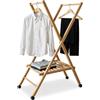 Mottiwood STIRA & APPENDI, Carrello Appendiabiti, Pieghevole e Salvaspazio, 100% Legno Faggio, Stendino, Ruote Multi direzionali, 62,49x122hcm, Omino Appendiabiti, Made in Italy