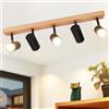 Glitzerlife faretto da soffitto plafoniera in legno 5 fiamme - lampada da soffitto faretti da soffitto neri GU10 lampada da corridoio lampada da camera cameretta bambini cucina(senza lampadina)