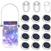 YzoTek 12 x Solare Mason Jar Luci Coperchi - 30 LED Fata Lucciola Stringa Luci Appese Lanterne Cap, Impermeabile Patio Portico Giardino Cortile Balcone Prato Luminous Decor(Nessun Barattolo Incluso)