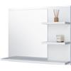 FreshYou Specchio da bagno con 3 ripiani, sospeso, specchio per corridoio, camera da letto, bagno, bianco 60X50 cm - Destro