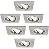 Ledvion - 6x Faretti LED da incasso Siviglia, Acciaio inox, 5W, 6500K, Ø92 mm, Dimmerabile, Quadrato, 2 Anni di Garanzia