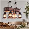 ENXING Lampadario Retrò Lampade A Sospensione in Legno Vintage E27 Antica Plafoniera Ferro Paralume Illuminazione A Soffitto Per Soppalco Soggiorno Bar Caffetteria Decorazione 6 Teste Lampada Da Soffitto
