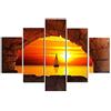 Lupia - Quadro Moderno 5 Pezzi in Legno, Vogue Finestra in Tramonto, Stampe Artistiche Digitali ad Alta Risoluzione, per Soggiorno, Camera da Letto, Ufficio, Hotel, Multicolore, 66x115 cm, Legno