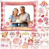 LMSHOWOWO 30 Pz Photo BoothCompleanno Accessori Photo Booth, Oro Rosa Foto Props, Cornice Selfie Gonfiabile, Gadget per Feste 60 Anni