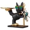 Starnearby Statua Bulldog Vassoio, Svuotatasche da Ingresso Design, Vassoio Portachiavi Ingresso, Ciotola per Chiavi, Statuetta con Vassoio, Scultura Portaoggetti Ingresso Bulldog Francese