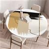 Morbuy Plastificata Tovaglia Rotondo con Bordo Elastico, Tovaglie da Tavola Antimacchia Plastica Tovaglia per Salotto Caffè Pranzo Giardino Decorazione -Astratto Pittura 3D (Nero,110cm)