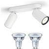 Philips Pongee Lampada faretti da soffitto (Bianco) - Luce bianca calda - Faretto da soffitto 2 punti luce - GU10 - Non dimmerabile