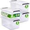 Deuba® 4x Contenitore Trasparente 2L con Coperchio BPA Free Scatole Impilabili Scatola Organizer Cucina Congelatore Contenitori Plastica Box Frigo
