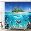 OCEUMACO Delfini Tenda Doccia Antimuffa 240x200 cm Grande Tessuto Poliestere Tenda per Doccia Oceano Turchese Stoffa Impermeabile Tende Vasca da Bagno con Anelli Lavabile Lavatrice