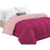 Tata Home Trapunta Invernale Tinta Unita Double Face Singola Imbottita 350 gr/mq Piumone Caldo Letto 1 piazza 180x260 cm Bicolore Rosa Fucsia Mod. J