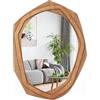 LIFEZEALSpecchio da parete irregolare, HD, cornice in legno, design astratto e rustico, specchio infrangibile per soggiorno e bagno (66 x 89,5 cm)
