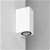 Generico Applique a muro cubo led per esterno 2xgu10 nero grigio bianco alluminio vetro doppia emissione luce up e down 220v ip65 (bianco)
