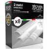Eurocali Copertura Angolare Profilo alluminio per Strisce LED MEDUSAFLEX mod. Aurelia 2 Metri - Opaca - Made in Italy in Policarbonato stabilizzato UV certificata UL94HB - Pacco da 8