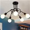 iDEGU 5 Luci Lampadario a Sospensione Retrò Lampada da Soffitto Industriale Paralume in Metallo E27 Lampada a Sospensione Moderna Plafoniera per Soggiorno, Sala da Pranzo (senza lampadine) (Nero)