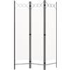 vidaXL Paravento a 3 Pannelli Divisorio Separè Pannello Pieghevole Schermo Separatore Ambienti Interni Protezione Privacy Bianco 120x180 cm