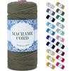Uiopa Corda Macrame 2mm x 200m, Filo Macrame Corda Cotone Macramè Filo, 3 Fili Cordoncino Cotone Spago Colorata, Cordino per Borse Uncinetto Arazzo da Parete Artigianato Fai Da Te Appendini per Piante